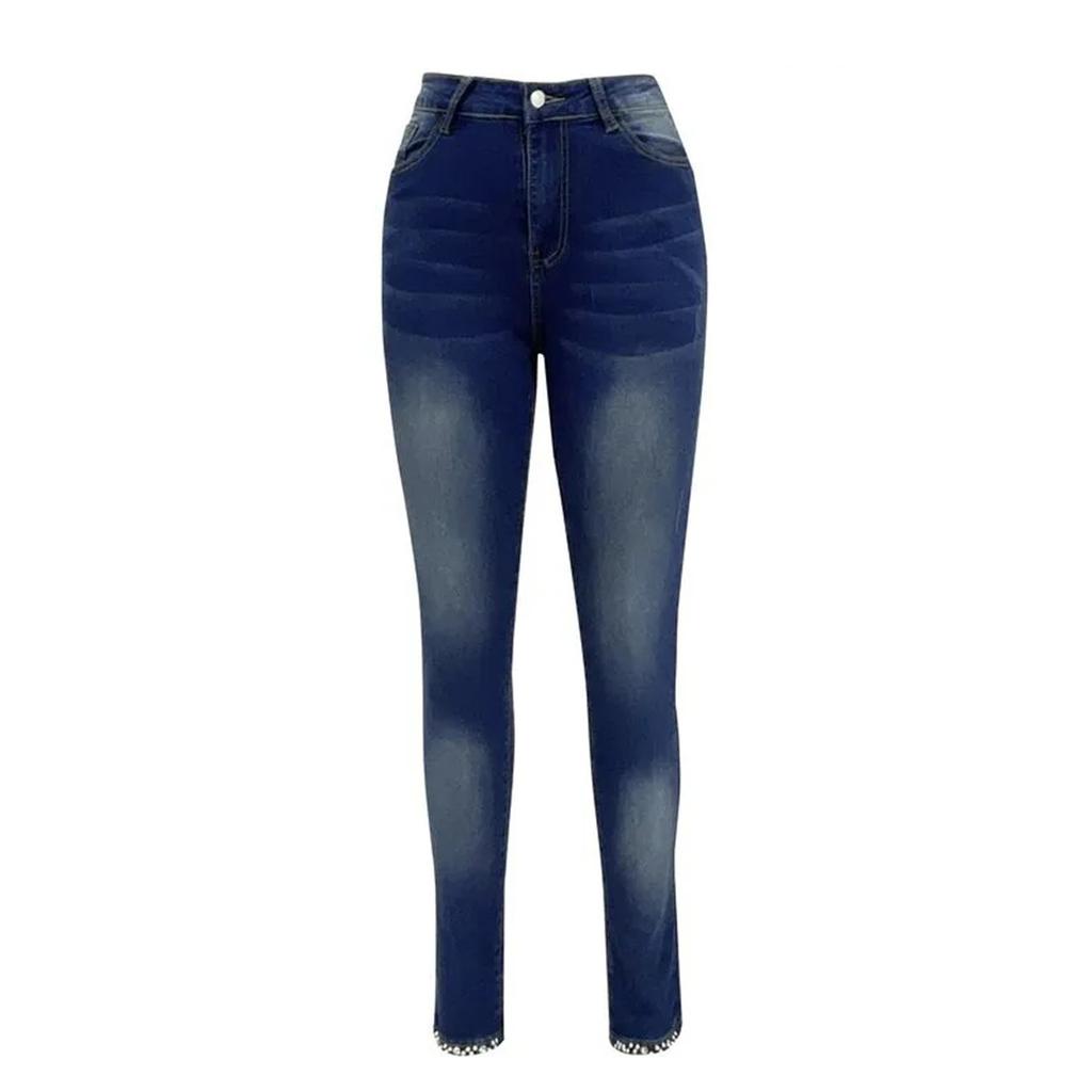 Damebukser Multi-lomme jeans med avslappet passform Stretch denimbukser med lommer Bukser
