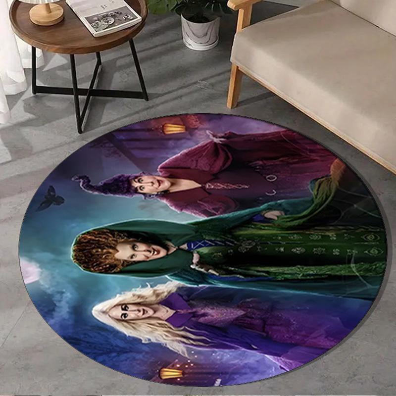 Pocus Halloween Magic Round Rug for Livingroom,Bedroom, Palyroom, Chair Rug, Area Rug, Circle Carpet, Large Size Fan Christmas Gift