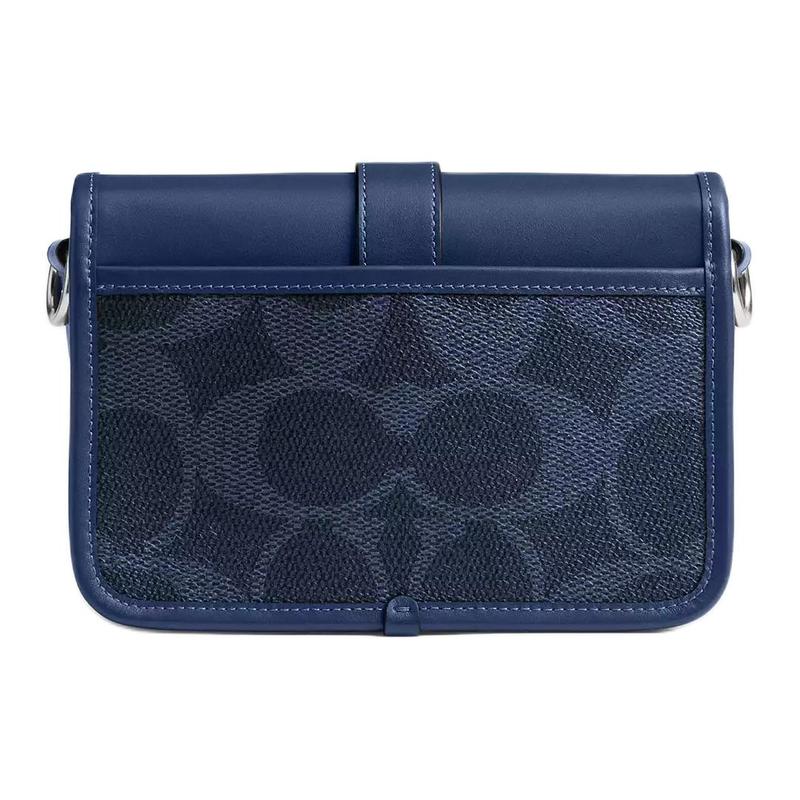 Coach 19 Magnetic Snap Multifunctional Pocket, Artificial Leather and Cowhide Leather, Crossbody Bag, Small Size, Women's Blue