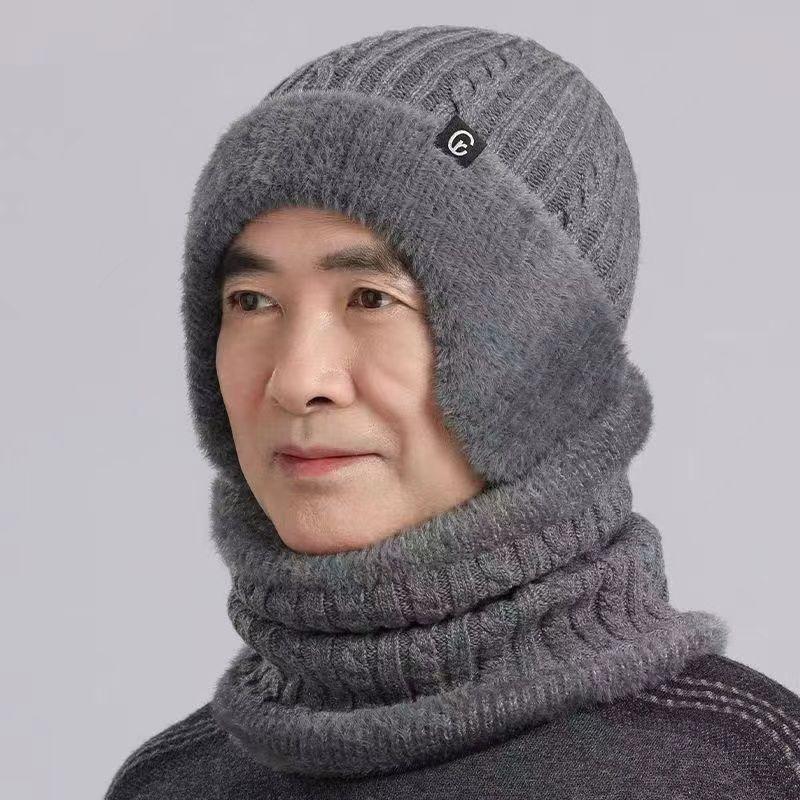 Outdoor Men Autumn Winter Knitted Hat  Casual Warm Bomber Hats Cycling Ear Protection Hats Elderly Cold Thick Cap