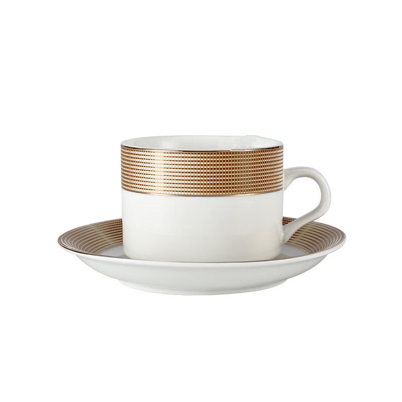 Shangqi Ceramic Coffee Cup and Saucer Set, Gold Rim