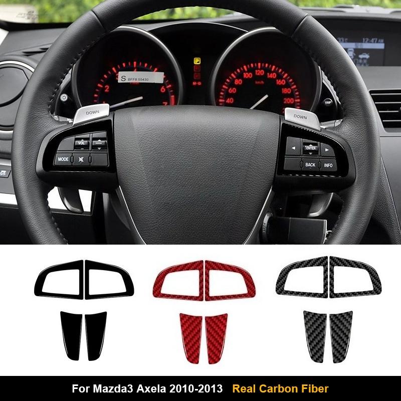 For Mazda3 Axela 2010-2013 Real Carbon Fiber Car Steering Wheel Trim Accessories Interior Sticker
