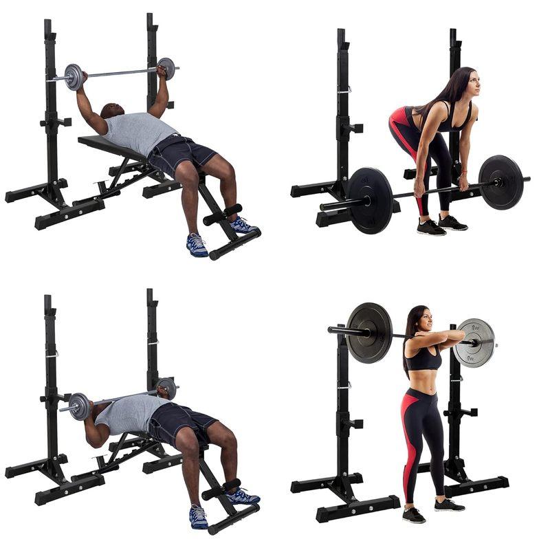 Adjustable Squat Barbell Rack Stand, Bench Press Rack for Home Gym Strength Training, Max Load 550LB, Customized