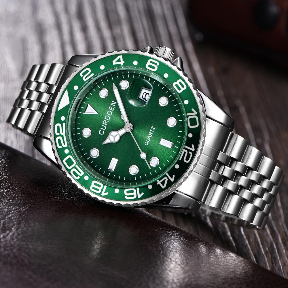 Men's Hip-Hop Style Steel Band Sea-Dweller Calendar Quartz Watch