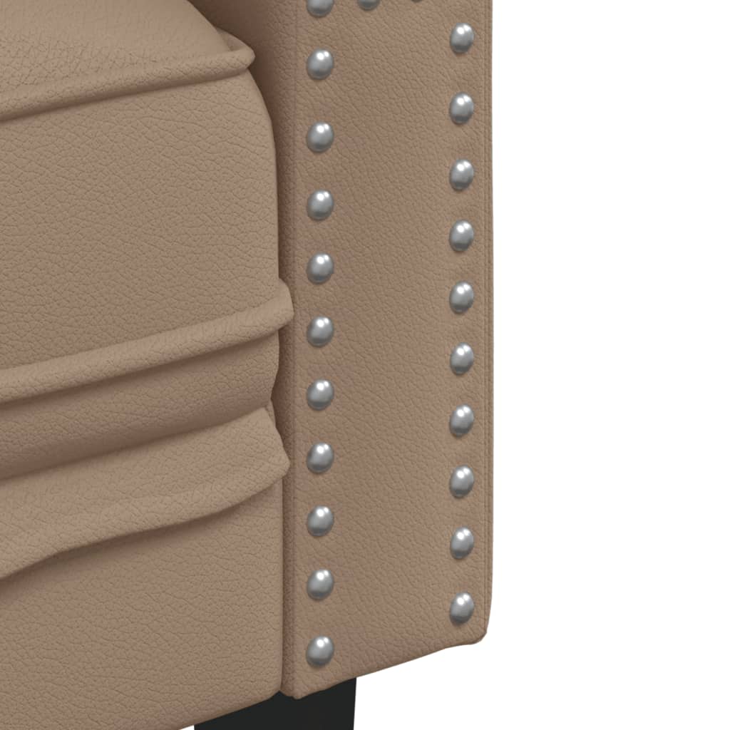 Set de canapea Chesterfield din 3 piese din piele ecologică culoarea Cappuccino