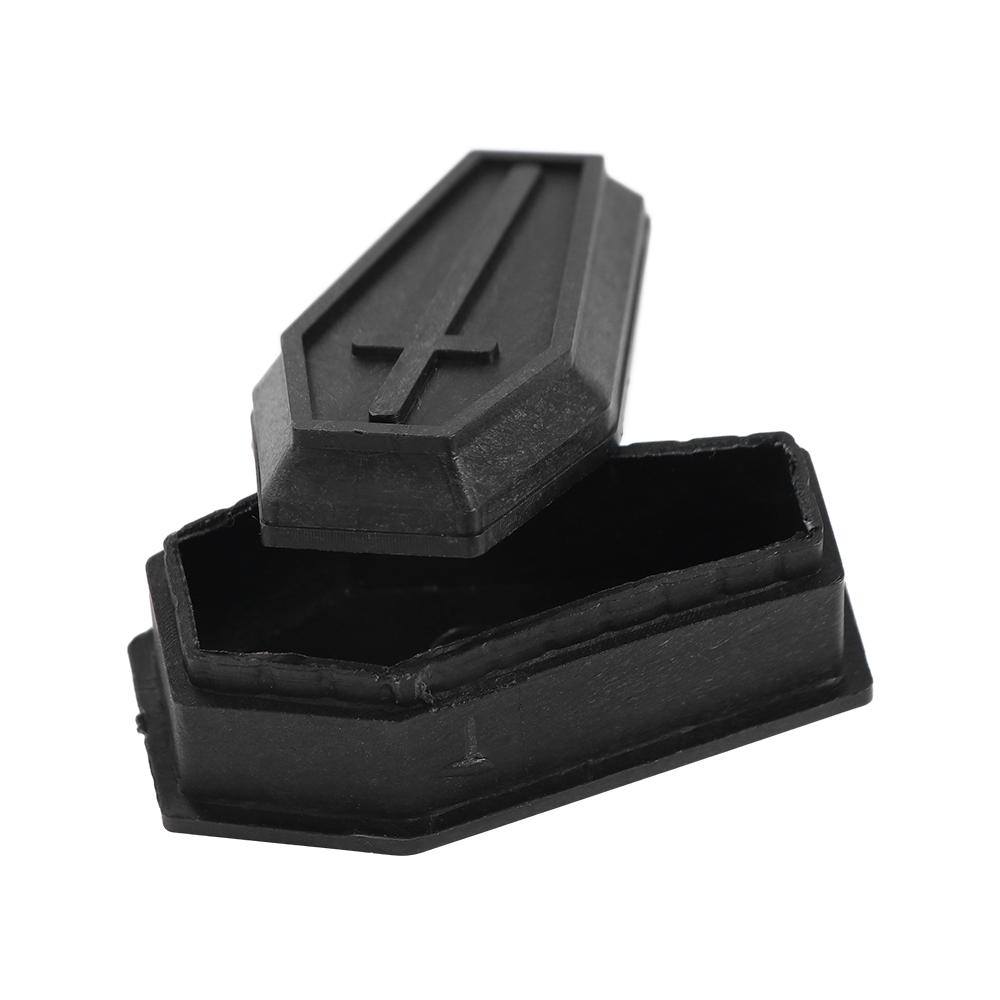 Mini Candy Container Halloween Coffin Box with Lids Removable Halloween Coffin Model Black Plastics Bar