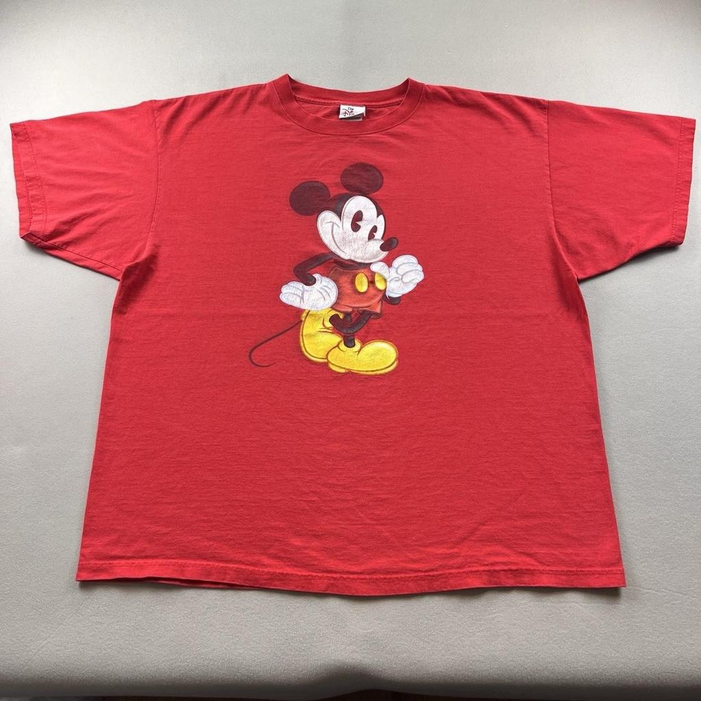 Vintage Disney Mickey Mouse T-Shirt Mens XXL Red Personality Shoes Cartoon 90s