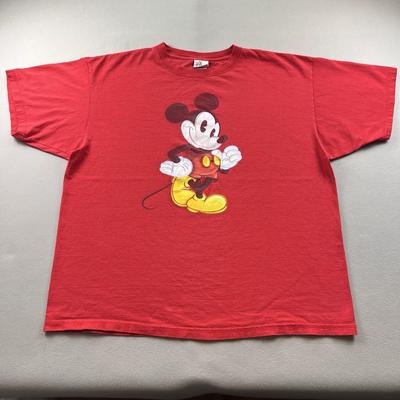 Vintage Disney Mickey Mouse T-Shirt Mens XXL Red Personality Shoes Cartoon 90s