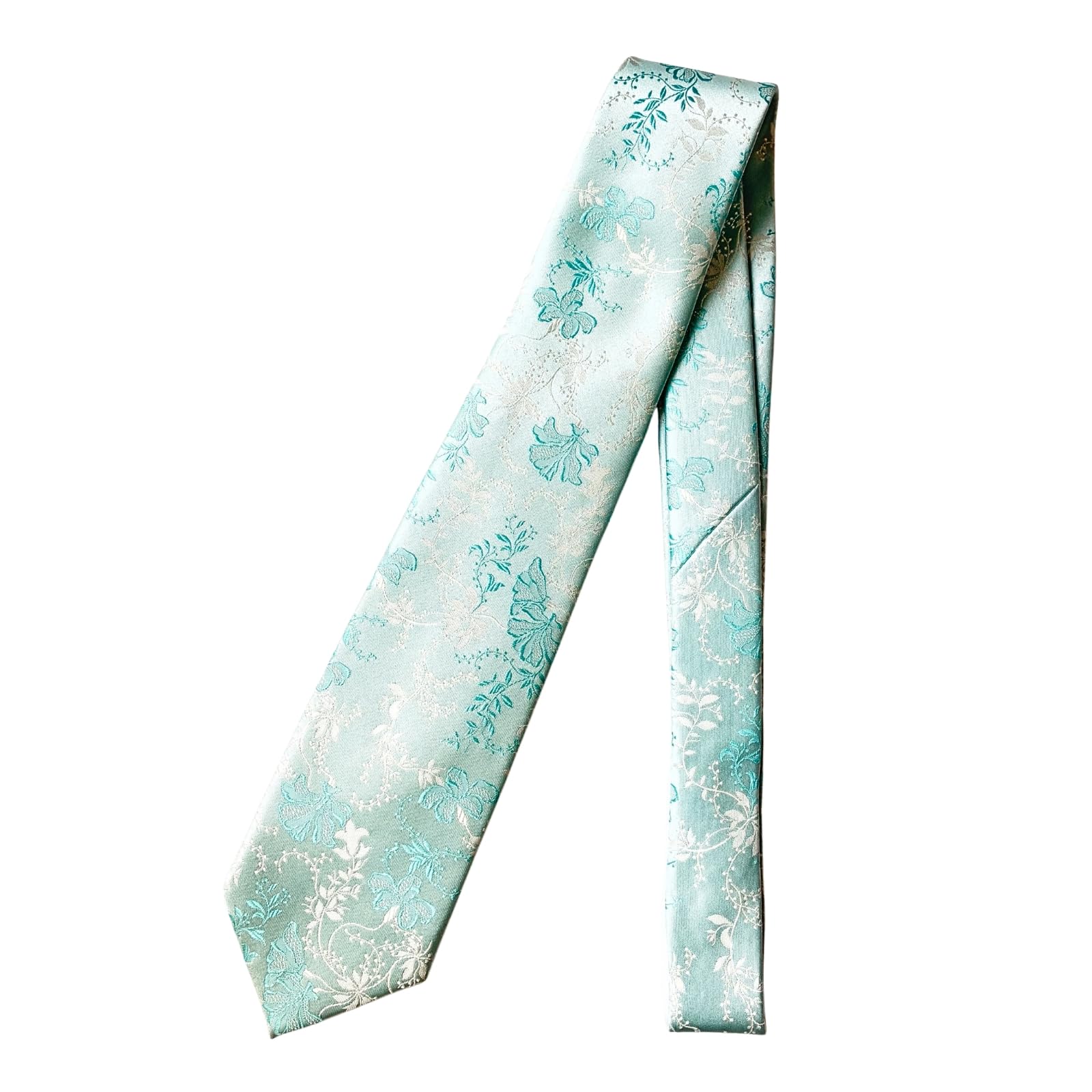 [D+Arts] Men s Silk Necktie, Nishijin-ori Weave, Made in Japan, Floral Pattern, Turquoise Blue, Stylish, Suitable for Weddings, Parties, and Business