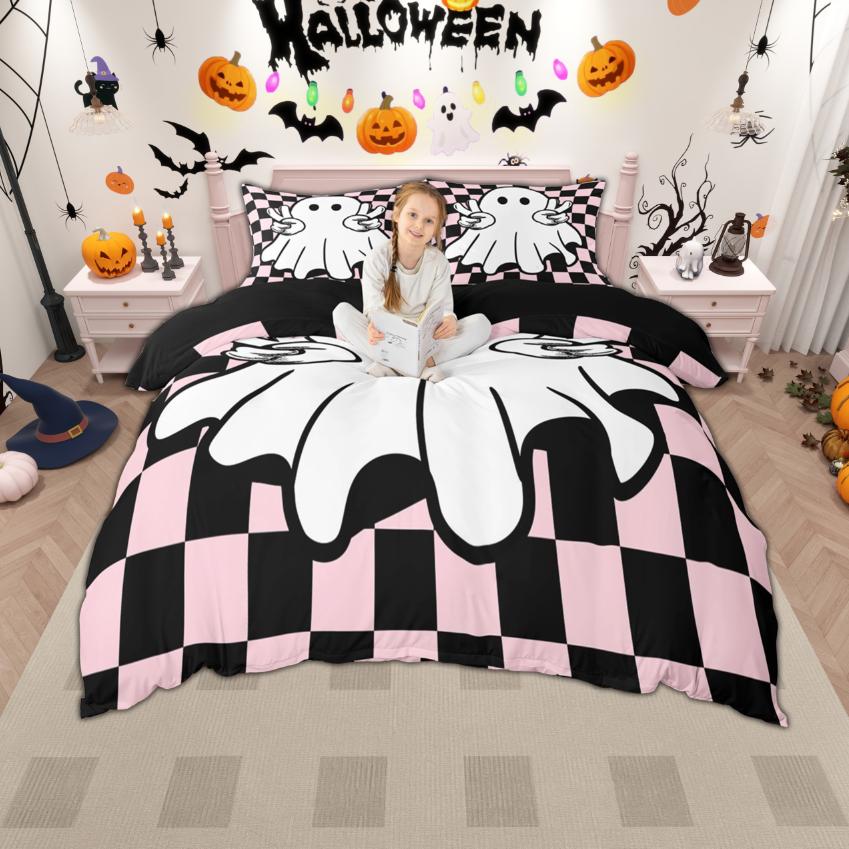 

Homewish Halloween Themed Duvet Cover Set Cartoon Spooky Aninmal Bedding Set Ghost Pumpkin Quilt Cover Set Bedroom Decor EU Single(135*200cm)3pcs