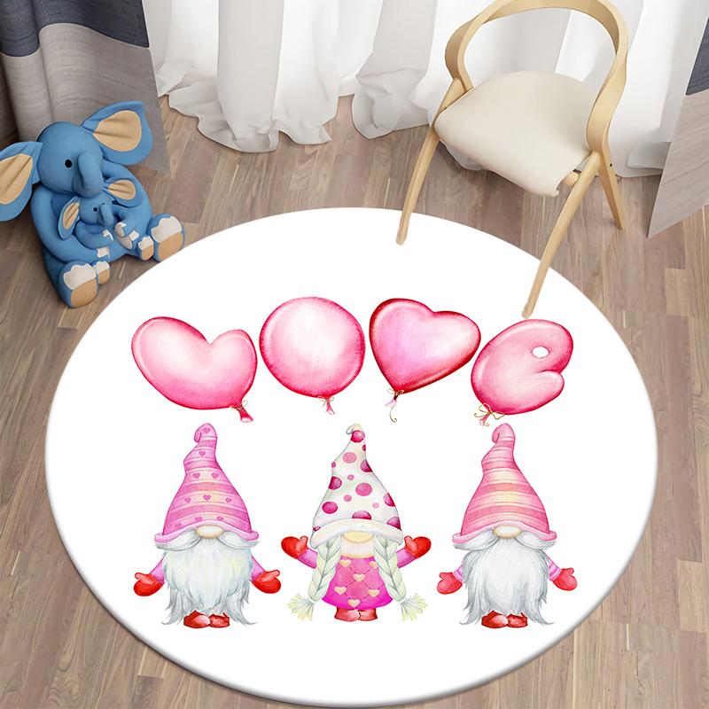 Valentine's Day Kawaii Printed Circular Carpet Home Living Room Bedroom Carpet Floor Decoration Anti Slip Floor Mat