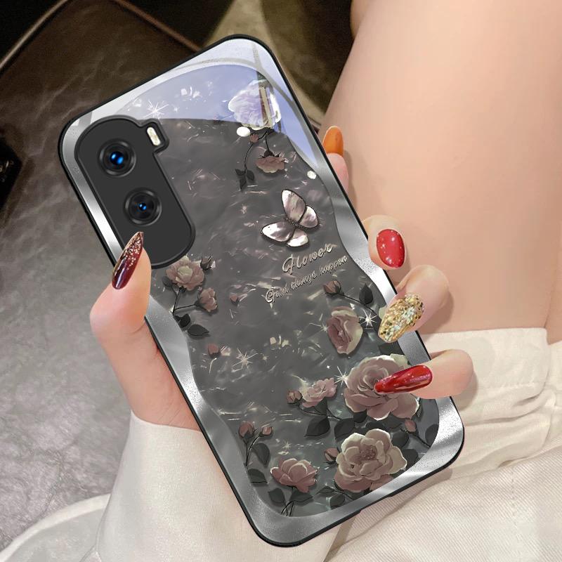Butterfly Shell Pollen For Honor 200 90 8X 9X Pro Lite P50 P40 Nova 10 11i P60 Magic4 6 Mate 20 50 Tempered Glass Phone Case
