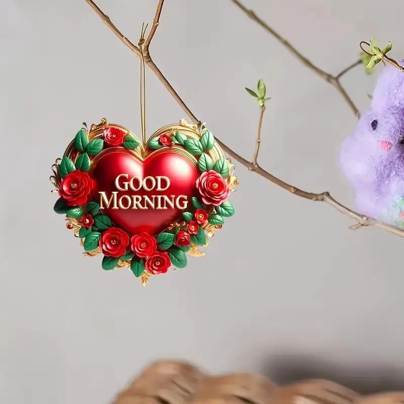 2pcs Valentine's Day Love Hanging, Acrylic Valentine's Day Gifts, Car Flat Hanging, Tree Decoration, Home Decoration Hanging