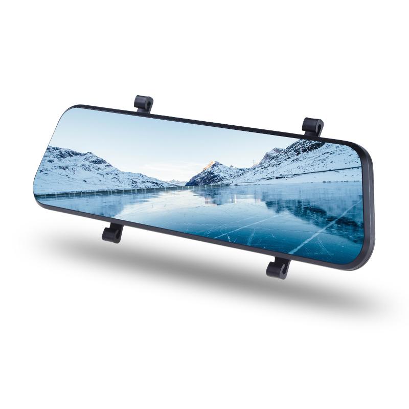 9.66 Inch Full Screen LCD Car Black Box Dual Lens Car DVR Dash Camera 1080P, Touch Screen with Full Size Mirror Monitor