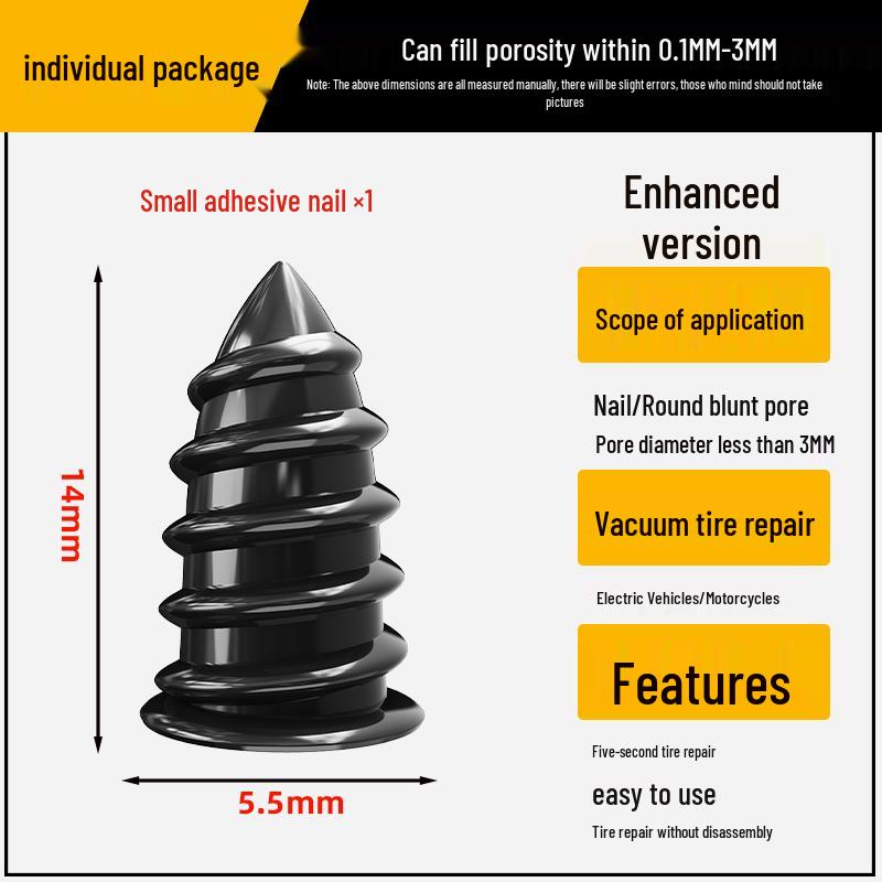 Universal Quick Repair Rubber Nails for Electric Car, Motorcycle, and Tricycle Tires - Non-Destructive and Vacuum-Compatible.