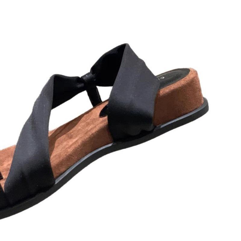 Wedge heel set toe slippers women's summer new retro versatile temperament with skirt platform two wear sandals