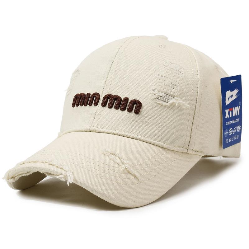 New Style Distressed Washed Baseball Cap With Three-Dimensional Embroidery, A Slim Visor Hat That Makes Your Face Look Smaller.