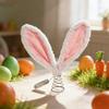 Easter Rabbit Ear Tree Topper with LED Light Plush Bunny Ears Christmas Tree Top Decoration with Metal Spring Easter Home Holiday Party Ornament