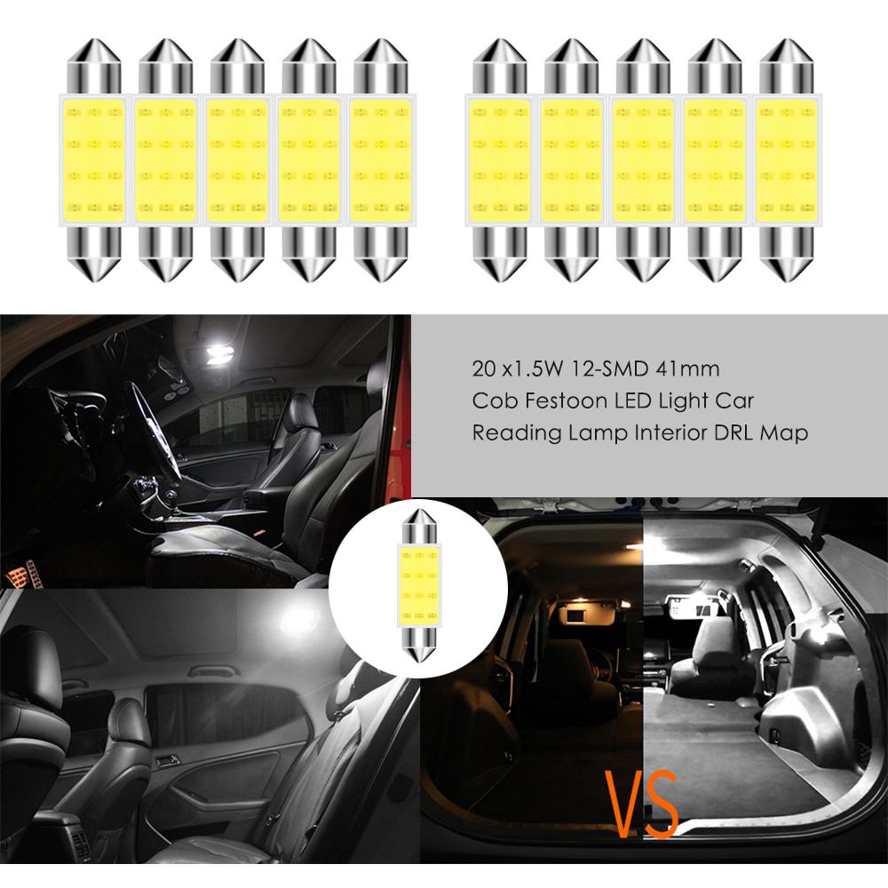 10Pcs/Lot C5W LED Bulb Festoon 31/36/39/41mm 12V 24V COB 6500K White Car Interior Dome Reading Lights Trunk License Plate Lamp T Dome Lights 6