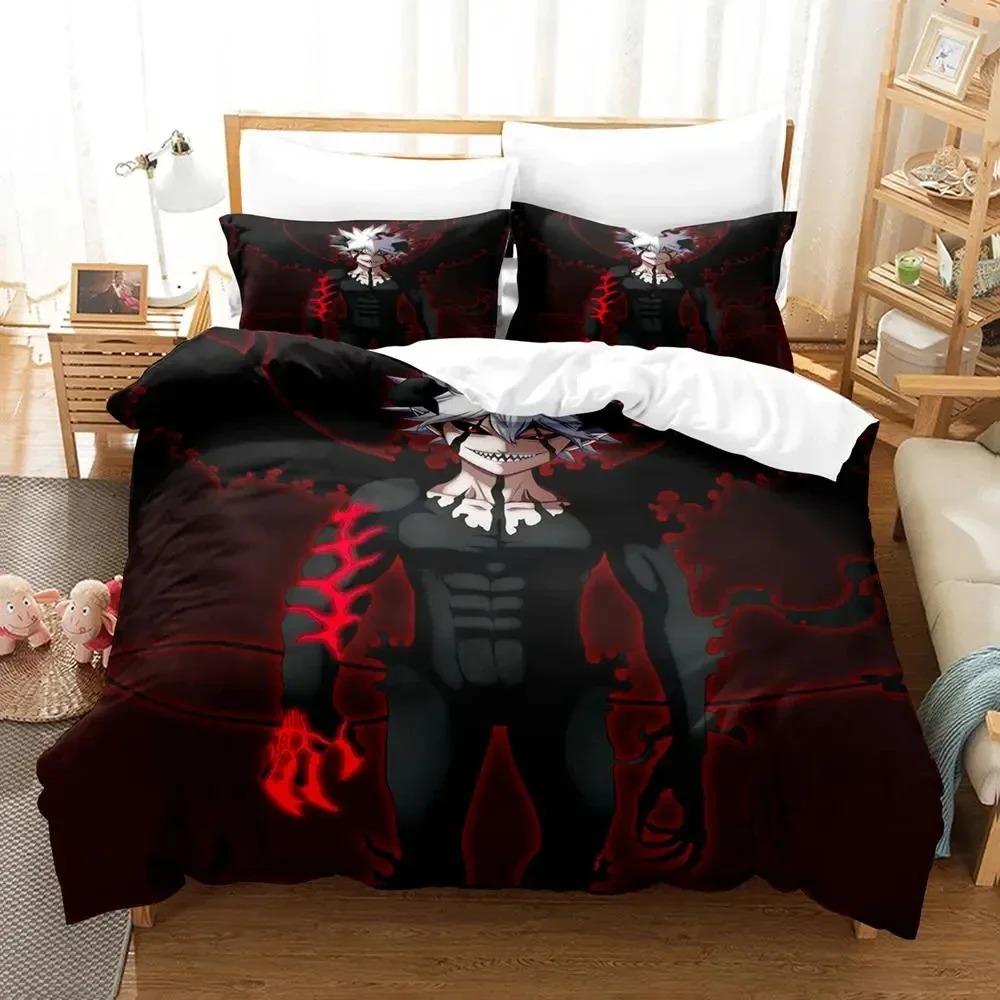 Black Clover Anime Bedding Set Duvet Cover Pillowcase King Queen Size Boys Adult Bedroom Decor