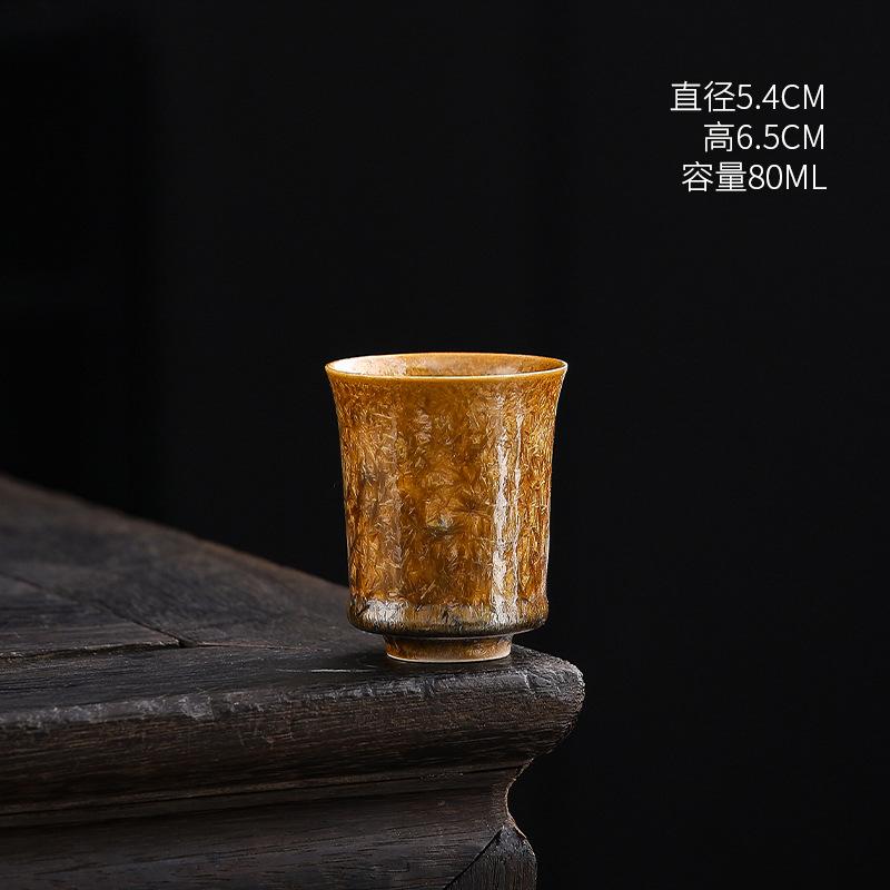Coarse Pottery Master Cup Single Cup Women'S Ceramic Teacup Kung Fu Tea Set Household Tea Cup Small Cup Chinese Tea Cup Jianzhan