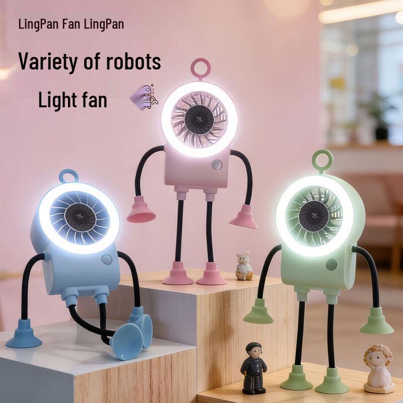 LINGPAN Foldable Mini Fan with Light & Digital Display