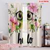2pcs,2D Plane Printing Curtain Popular Frog Greetings Versatile Polyester Fabric (without Rod) Holiday Use for Living Room,