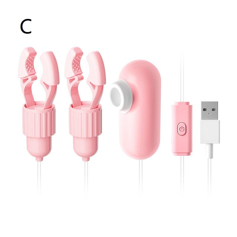 Women's Nipple Clamps Vibrator with Tongue Licking Strong Sucking Breast Massage Adult Vibrating Toy Female Masturbator