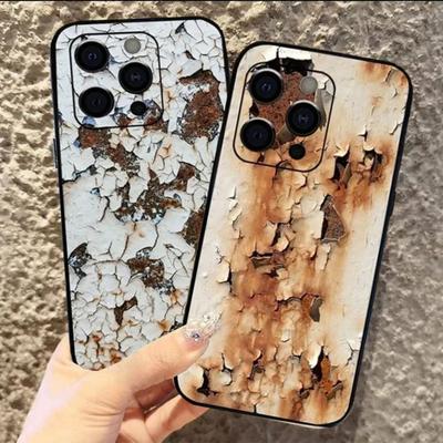 Rezavý obal na telefon Nárazuvzdorný kryt na telefon Obal na telefon inspirovaný průmyslovým železem Pouzdro s ochranou 360 stupňů pro IPhone 15/15Pro/15ProMax/15Plus