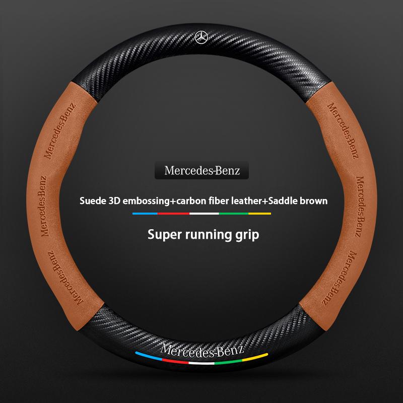 Suede Leather Steering Wheel Cover For Mercedes Benz W204 W205 W203 W211 W212 W201 W210 W124 W126 W140 W168 GLA GLB GLC GLE GLK