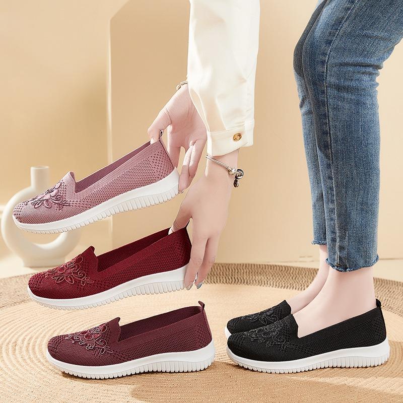 Schuhe Damen neue Stoffschuhe bestickte Schuhe flache Pedale Damenschuhe atmungsaktiv und bequem