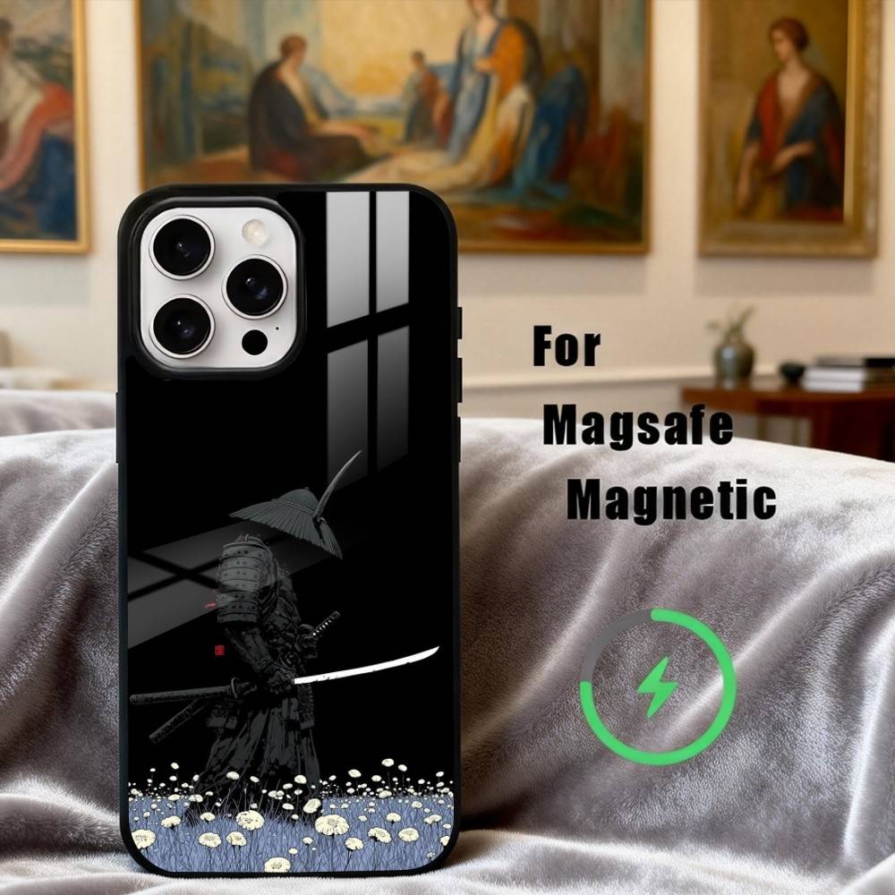 

J-Japanese B-Bushido S-Samurai Phone Case For iPhone17,16,15,14,13,12,11 Plus,Pro Max Magnetic For Magsafe Wireless Charging iPhone13