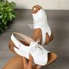 Lace-up Fish Mouth Sandals Summer New Thick-soled One-pedal Round Head Open-toed Velcro Beach Sandals