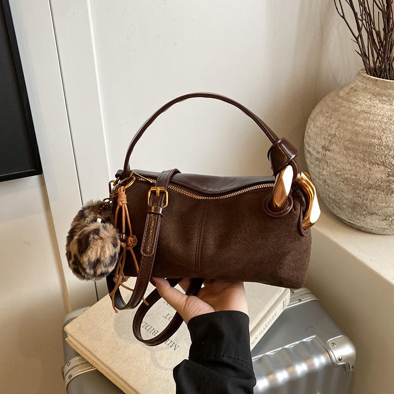 

Fashi Leopard Print Handbag Bag Vintage Versatile Shoulder Bag Korean-style Casual Crossbody Bag High-quality Suede Women Bags 24.5x9x11cm