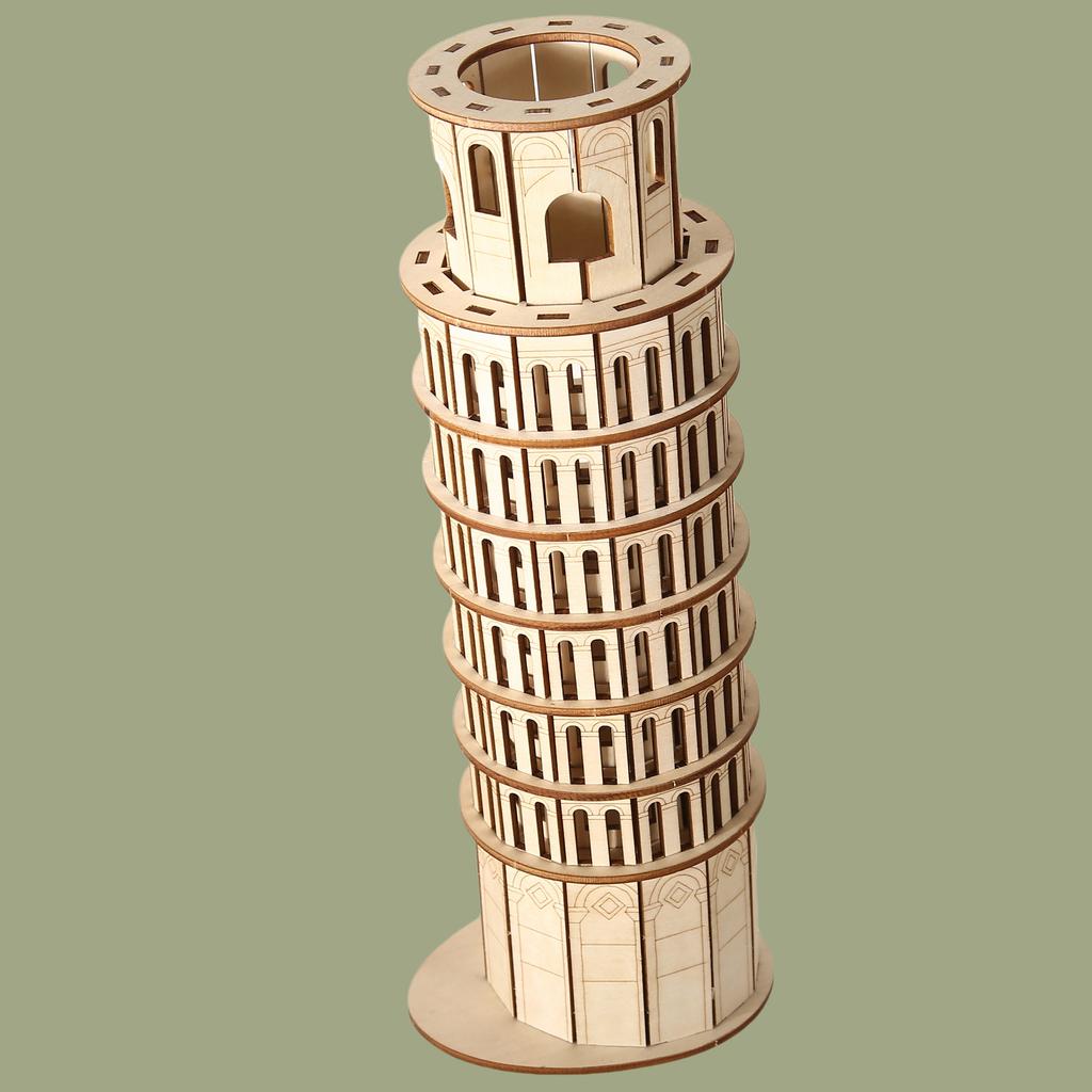 3D Wooden DIY Three-dimensional Pisa Leaning Tower Puzzle Adult Unzip Assembling Holiday Gift Decoration Model