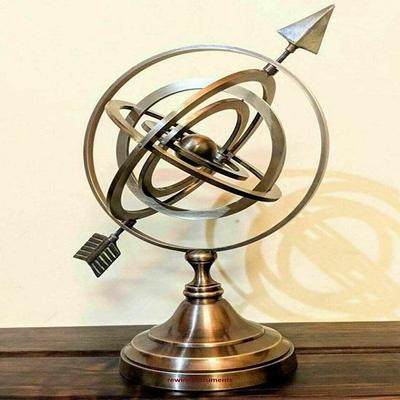 27,94 cm'' Antiker Pfeil Armillarsphäre Astrolabium Nautisches Vintage Messing Wohndekor