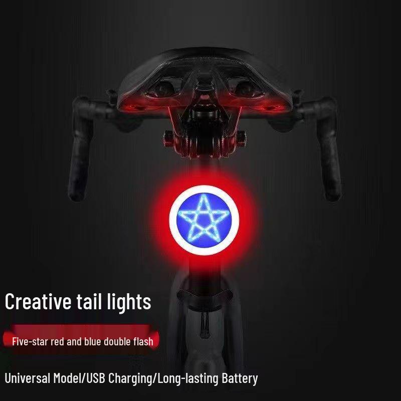 USB Rechargeable Dual Color Star-Shaped Taillight for Children's Balance Bikes