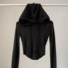 Women's Slim Fit Solid Color Long Sleeve Crop Hoodie