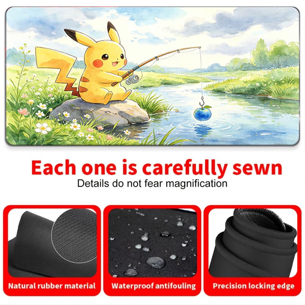 Cozy Night Snack Pikachu Gaming Desk Mat NonSlip Washable 30x80x0.2cm