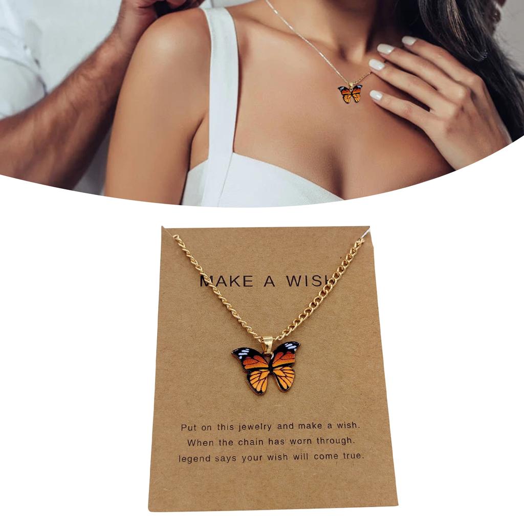 Butterfly Necklace Realistic Exquisite Elegant Gold Butterfly Necklace for Mother Girlfriend Friends