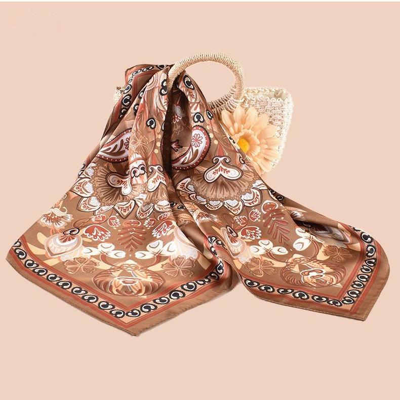 Luxury Design Square Scarf Silk Scarves Women Neck Hair Tie Band Hijab Kerchief Head Headband Smooth Bandana Female Foulard 70Cm