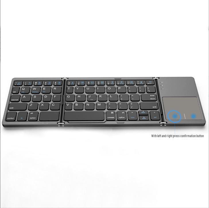 Ultra-thin Foldable Wireless Keyboard with Touchpad for iPad - Portable Business Design серый