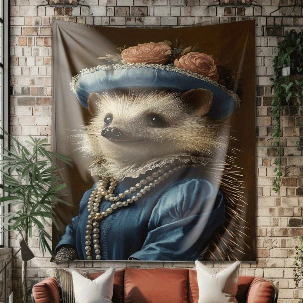 Kleid mit Igel-Thema Digitaldruck Polyester Wandteppich geeignet für den Einsatz in Wohnzimmern Schlafzimmern Büros Bars Partys