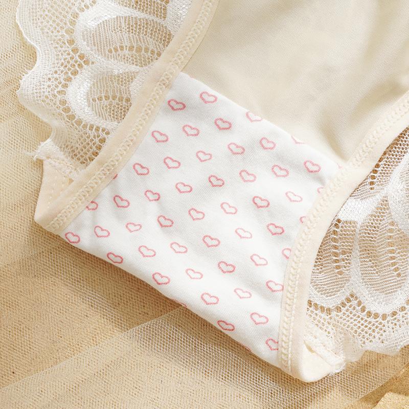Bowknot Hollow Lace Panties for Women Satin Pure Cotton Crotch Breathable Sexy Mid-waist Women Briefs Underwear Knickers