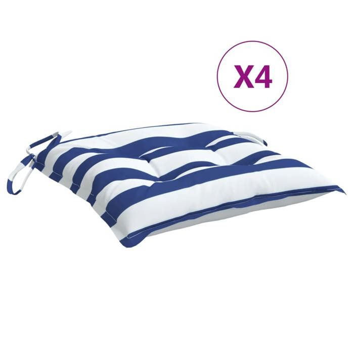 VidaXL Coussins de chaise 4 pcs rayures bleues et blanches 50x50x7 cm 361544