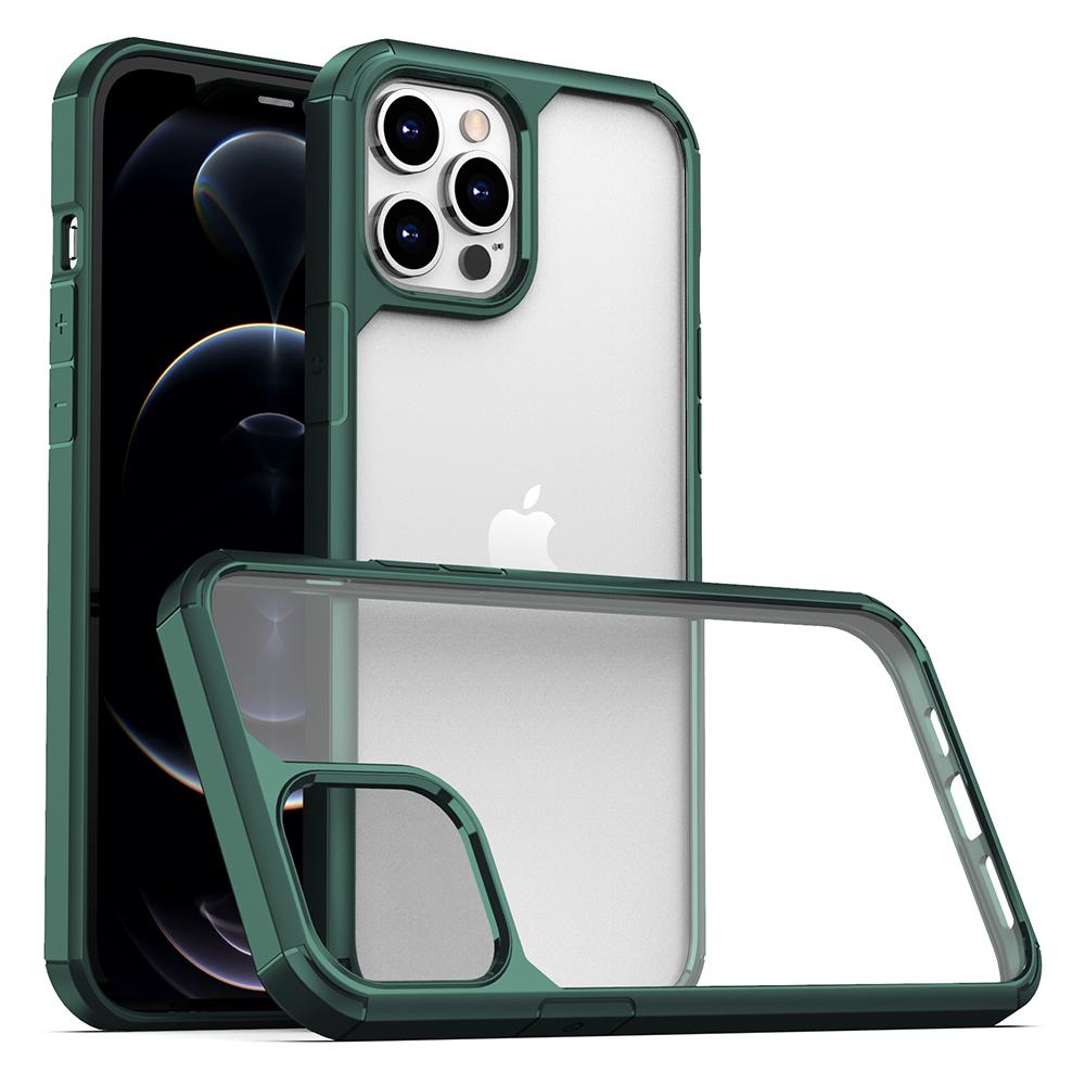 

For iPhone 12 Pro Max Case Anti-Scratch TPU+PC Clear Back Shell Green