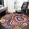 1pc Psychedelic Circles Office Round Area Rug, Indoor Mat Suitable ForOffice, Under Office Chairs Bedroom Living Room Home Decor, Room Deco Q065