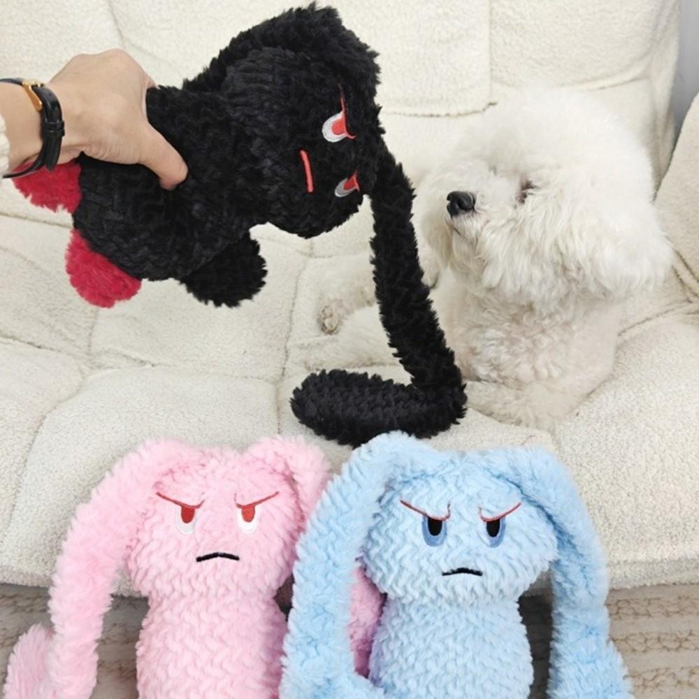 Long Eared Rabbits Pet Plush Toys Stuffed Animal Bite-Resistant Squeaky Dog Toys Tooth Cleaning Soft Gnawing Puppy Toys