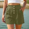 Women High Waist Casual Shorts Button Front Loose Fit Summer Beach Shorts with Pockets for Daily Wear and Relaxed Outings