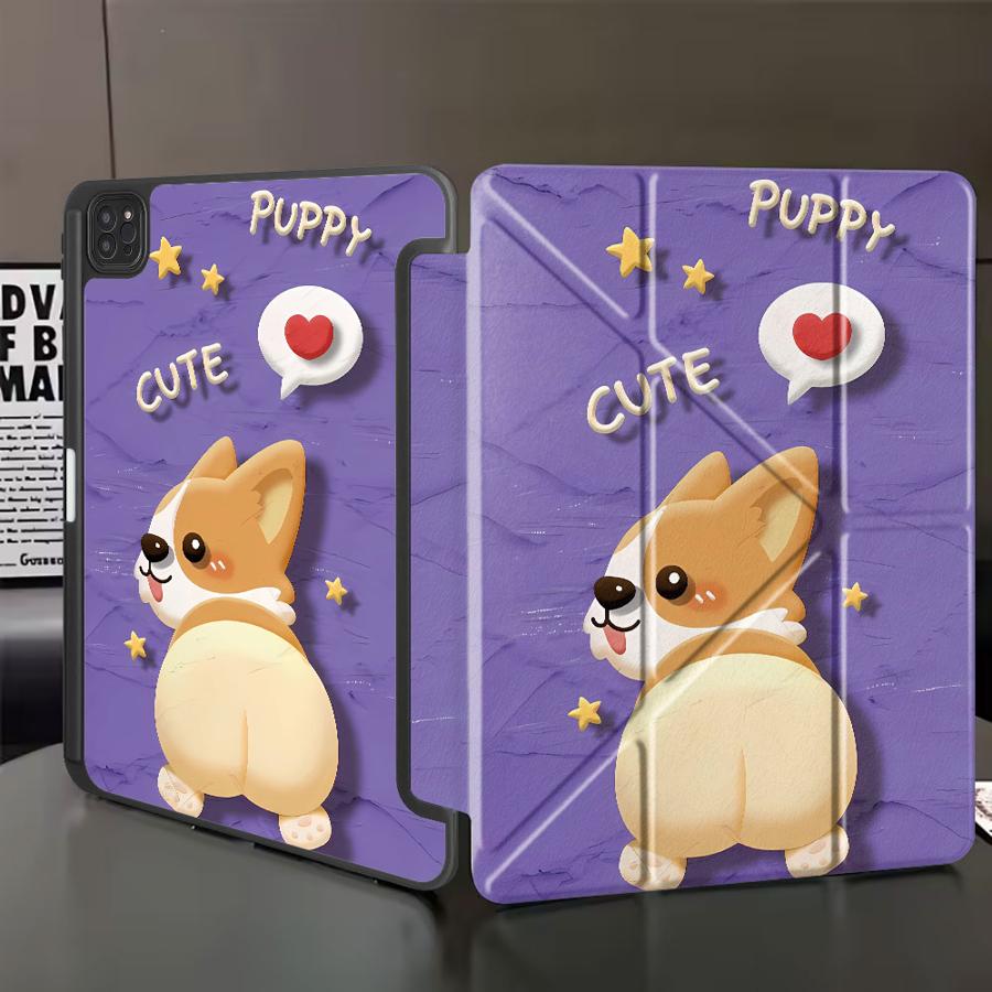 Holder Cover Tablet Case For iPad Pro 11th 10th 9th 8th 7th 12.9inch Mini 6 7 Pro 2025 Air 4 5 M3 M2 1 2 M4 11inch Cute Dog